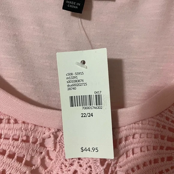 Lane Bryant Pink Lace Tank Top - Picture 2 of 3